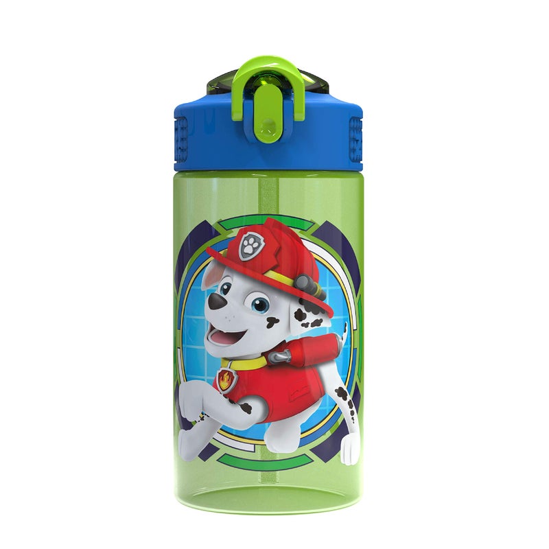 Zak Designs Paw Patrol Kids Spout Cover and Built-in Carrying Loop Made of Plastic, Leak-Proof Water Bottle Design (Rocky, Rubble & Chase, 16 oz, BPA-Free) - Image 1