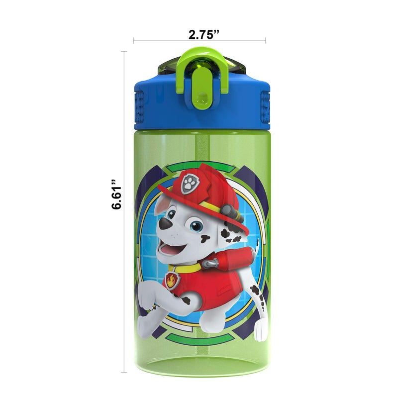 Zak Designs Paw Patrol Kids Spout Cover and Built-in Carrying Loop Made of Plastic, Leak-Proof Water Bottle Design (Rocky, Rubble & Chase, 16 oz, BPA-Free) - Image 3