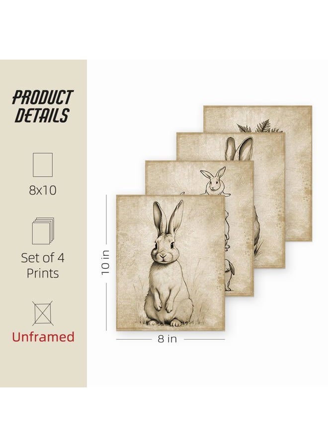 ETVISO Vintage Bunny Easter Wall Art Set – Spring Decorations, Rabbit Gallery Prints for Farmhouse & Living Room, Easter Gift for Kids, 8x10 Inch (Unframed) - Image 2