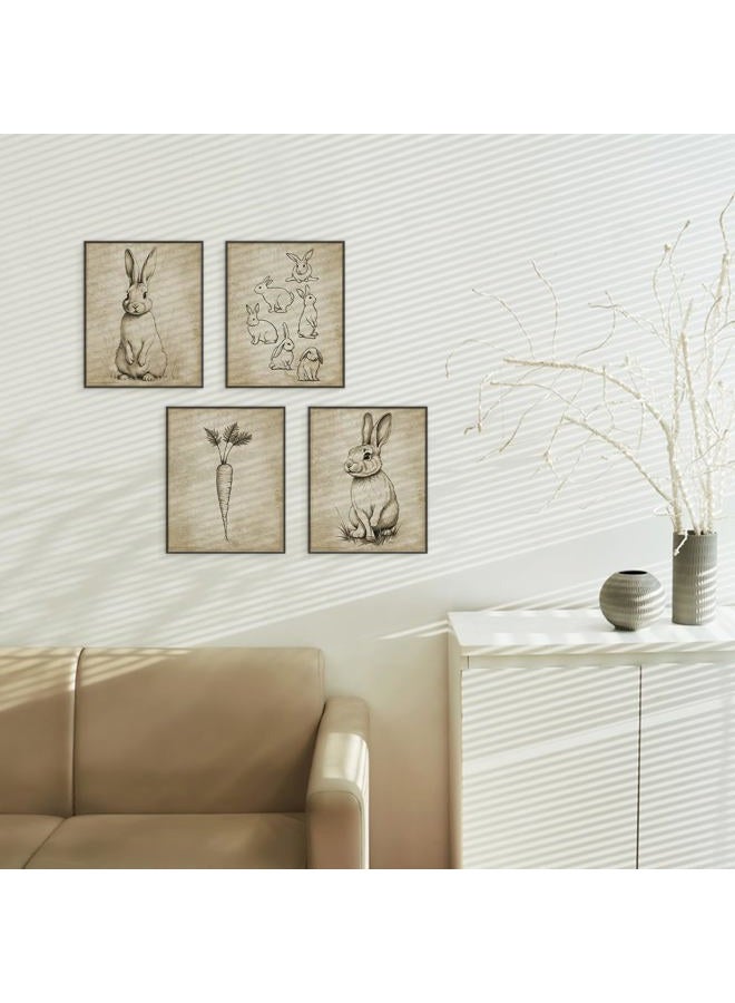 ETVISO Vintage Bunny Easter Wall Art Set – Spring Decorations, Rabbit Gallery Prints for Farmhouse & Living Room, Easter Gift for Kids, 8x10 Inch (Unframed) - Image 4