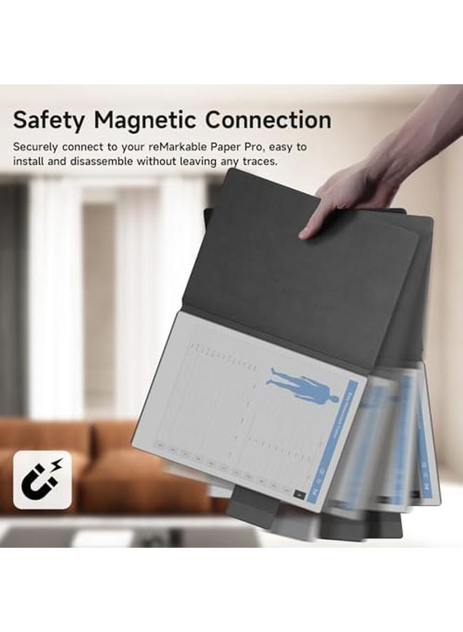 erorex Case For Remarkable Paper Pro Premium Pu Leather Book Folio With Pen Buckle Smart Magnetic Cover Only For Remarkable Paper Pro 11.8 Inch Bundle With Premium Membership (Gray)  - Image 3
