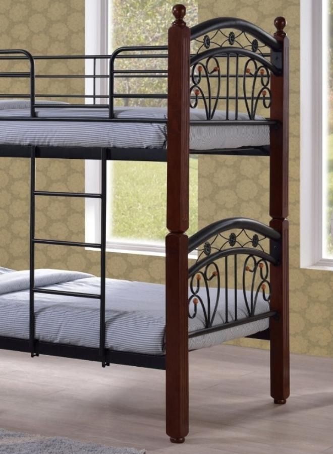 SULSHA wooden Steel Bunk Bed Brown & Black 90x190x195cm - Image 2