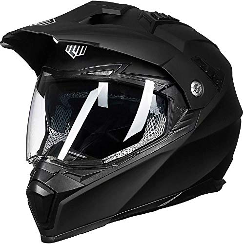 ILM Off Road Motorcycle Dual Sport Helmet Full Face Sun Visor Dirt Bike ATV Motocross Casco DOT Certified Model 606V(Matte Black, S) - Image 1