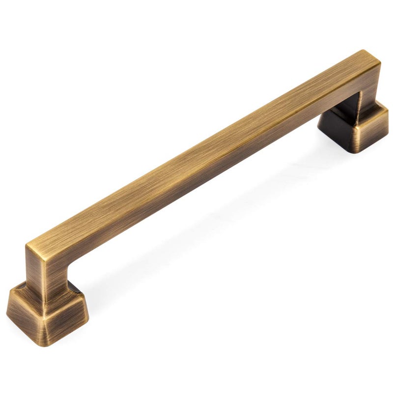 Cosmas 10 Pack 1481128BAB Brushed Antique Brass Contemporary Cabinet Hardware Handle Pull 5 Inch 128mm Hole Centers
