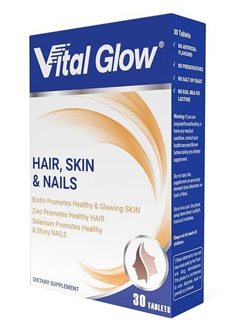 Glow For Hair, Skin And Nail With Biotin For Healthy And Glowing Skin 30 Tablets
