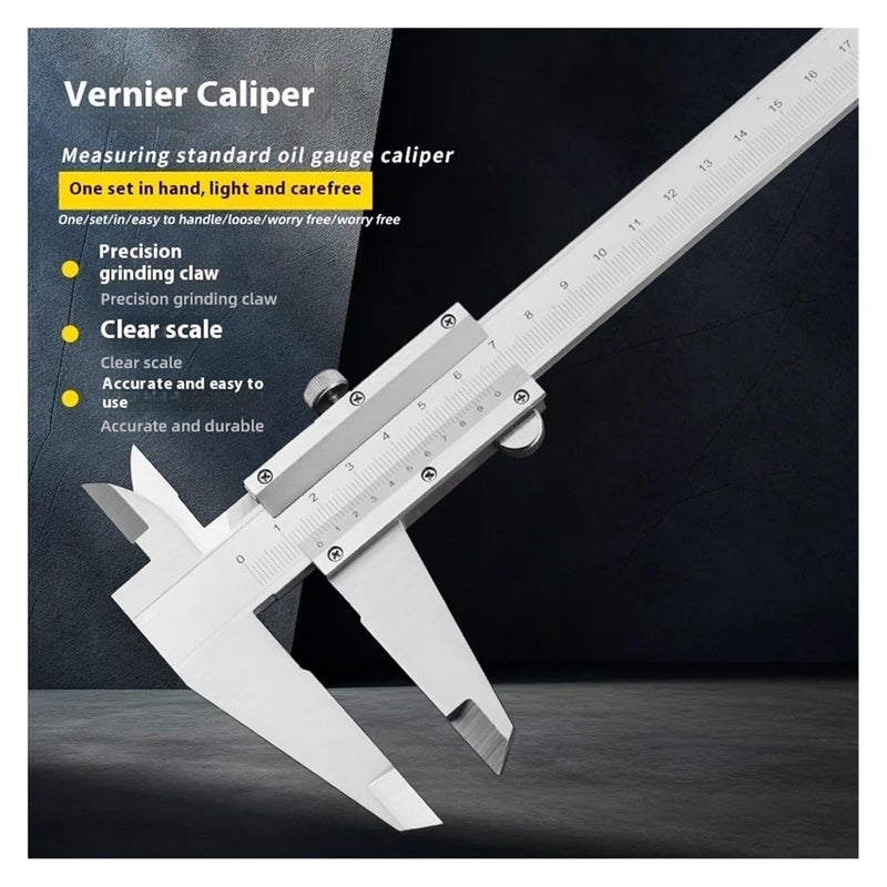 أداة قياس دقيقة من الفولاذ المقاوم للصدأ، فرجار فيرنيه، 0-300 مم، مع برغي قفل - Image 4
