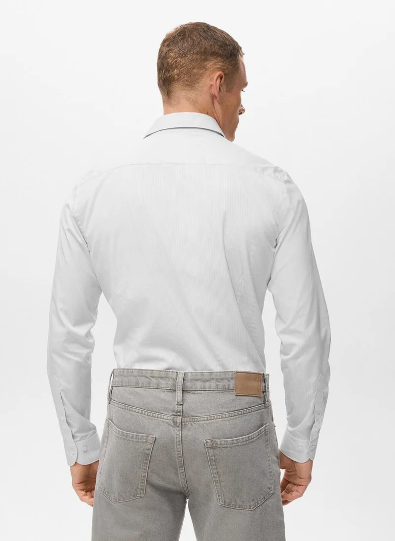 Mango Man 100% cotton striped slim-fit shirt