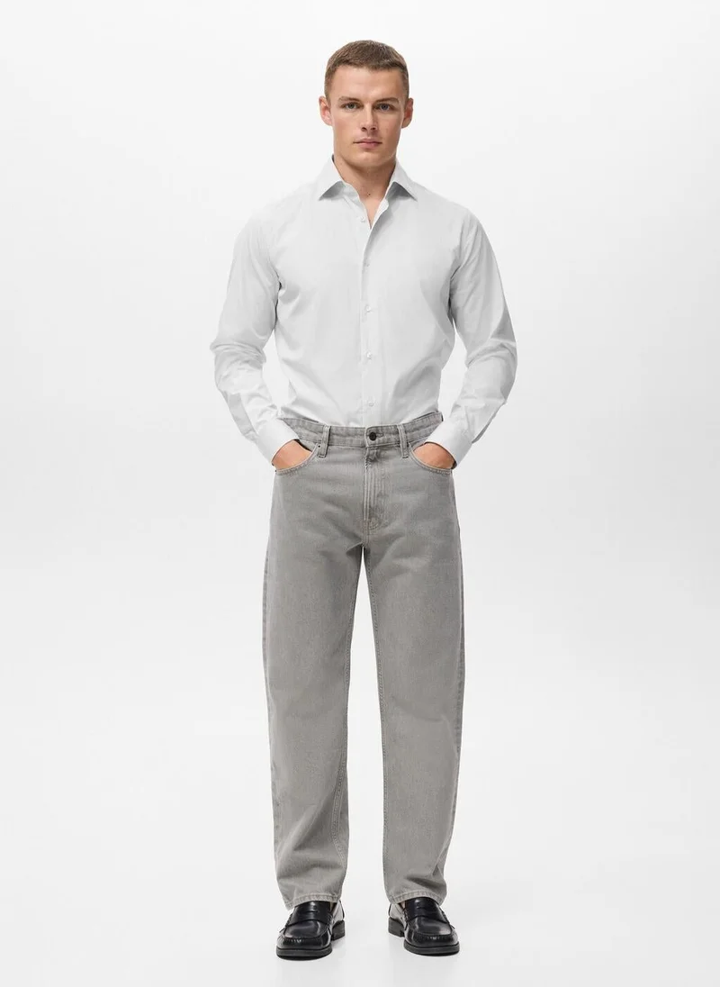 Mango Man  100% cotton striped slim-fit shirt for Men | Best Price UAE