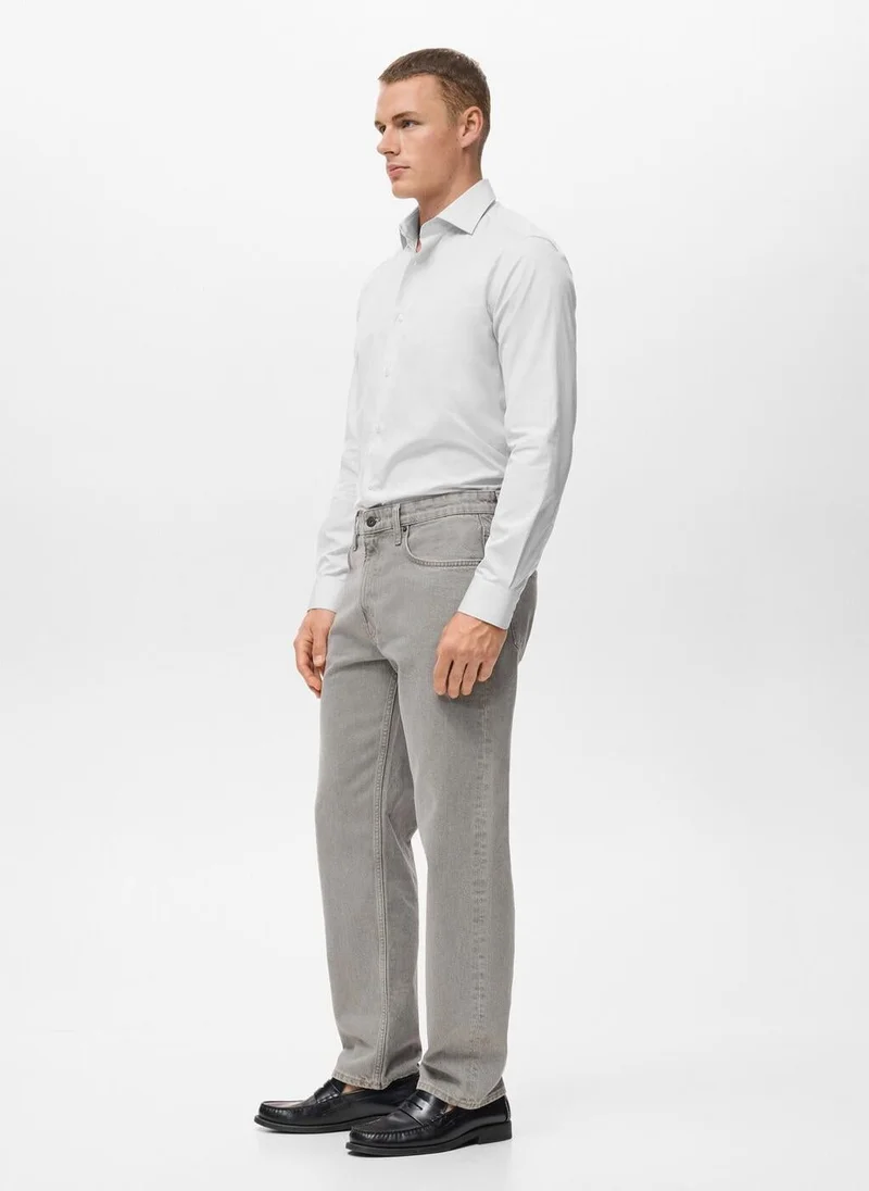 Mango Man  100% cotton striped slim-fit shirt for Men | Best Price UAE