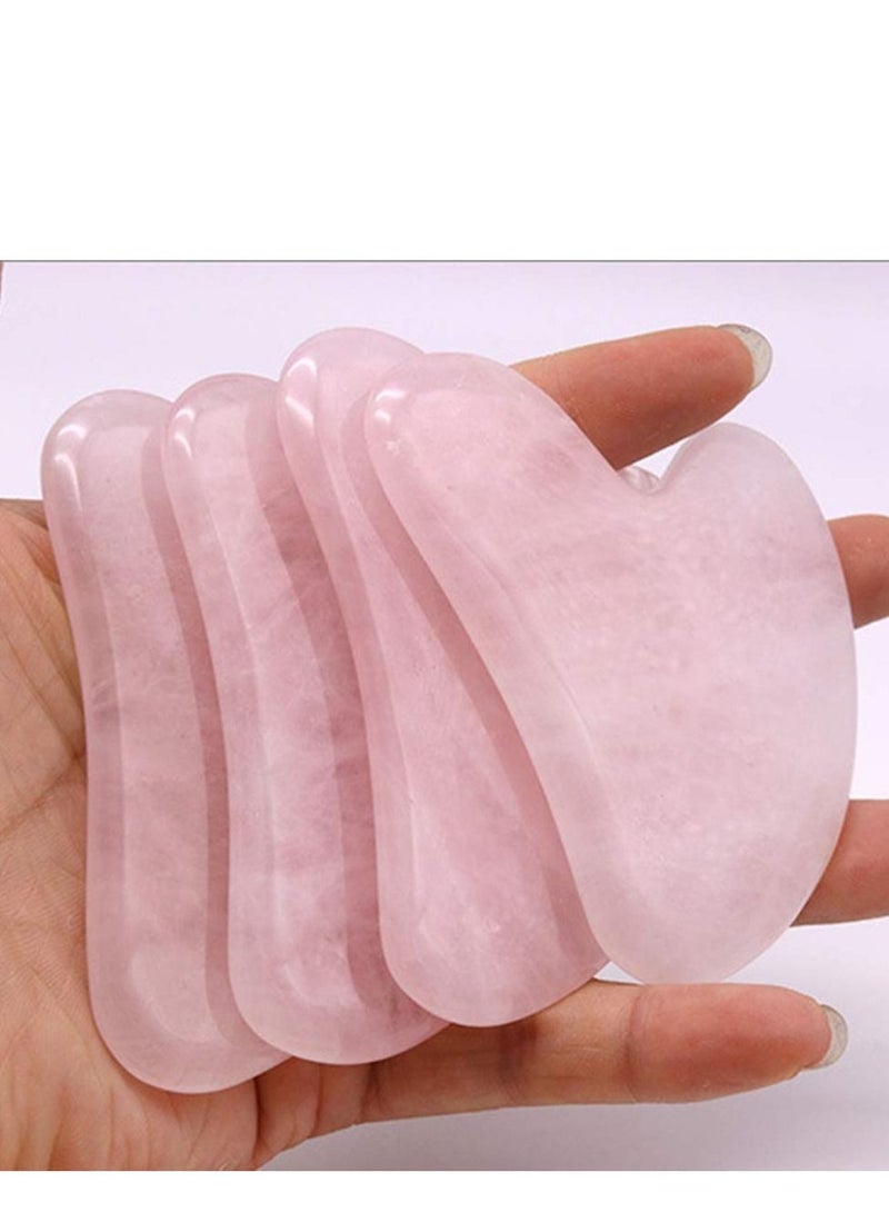 NIBEMINENT Quartz Gua Sha Tool, Asian Guasha Stone Rose Massage Tool A Relaxing for Jawline, Double Chin, Wrinkles and Pain Relief,Skin Care Gift Woman(Pink) - Image 2
