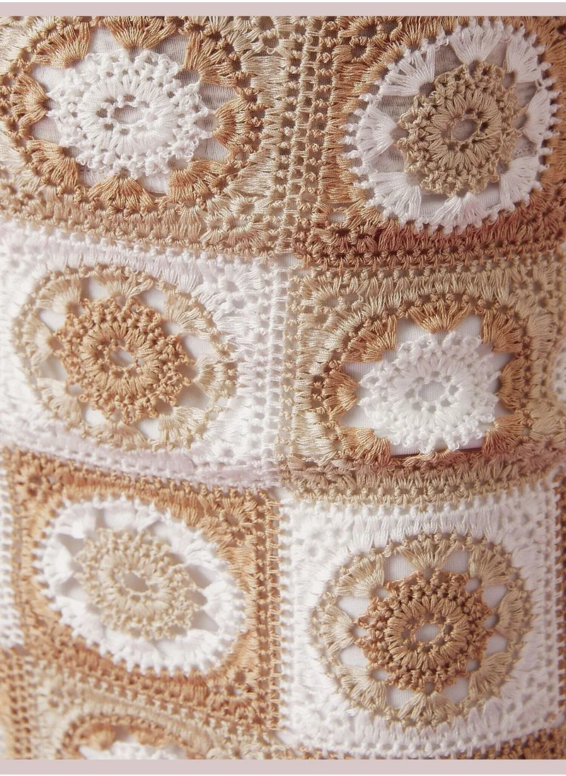 كوتن Knit Detail Patterned Mini Skirt