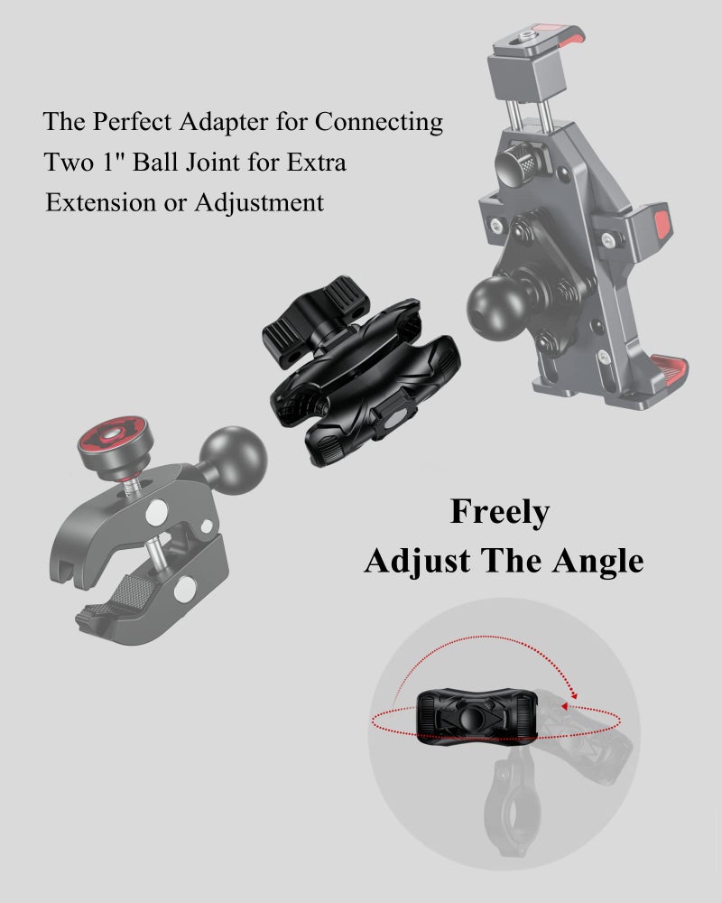 BRCOVAN Double Socket Arm High Strength Composite Short Arm Compatible with RAM Mounts B Size 1'' Ball Components & Bike Motorcycle Phone Mount Holder with 1'' Ball Adapter - Image 5