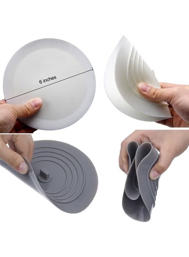 Set of 2 Silicone Tub Stoppers - 6 Inches Sink Stoppers - Flat Bathtub Drain Covers, Hair Catchers and Suction Bathtub Plugs for Kitchen, Bathroom and Laundry - Image 2