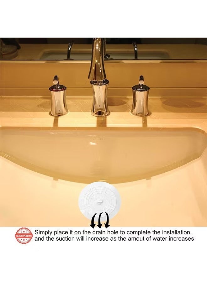 Set of 2 Silicone Tub Stoppers - 6 Inches Sink Stoppers - Flat Bathtub Drain Covers, Hair Catchers and Suction Bathtub Plugs for Kitchen, Bathroom and Laundry - Image 4