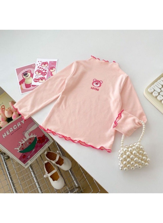 Autumn And Winter New Versatile Sweet Girl Lace Long-sleeve Base Shirt For Girls  Warm Cartoon Versatile Comfortable T-shirt Trendy
