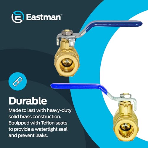Eastman 1/2 Inch Compression Heavy Duty Full Port Ball Valve, Brass Plumbing Fitting, 20096LF - Image 4