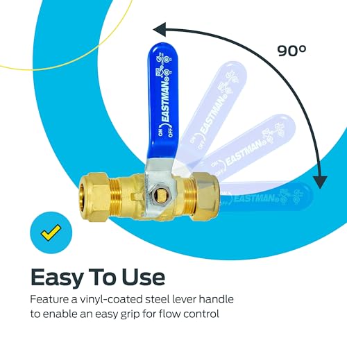 Eastman 1/2 Inch Compression Heavy Duty Full Port Ball Valve, Brass Plumbing Fitting, 20096LF - Image 5