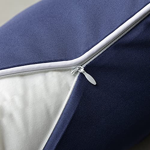 Phantoscope Pack of 2 Outdoor Waterproof Throw Pillow Covers with Contrast Piping, Decorative Square Cushion Case Patio Pillows for Couch Tent Sunbrella, Dark Blue 18x18 inches - Image 3