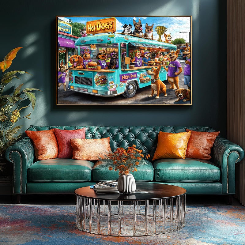 Blueforest 1000 Piece Jigsaw Puzzle for Adults - Cartoon Dogs Food Truck Adventure - Challenging & Fun Puzzle with Vibrant Art, Bonus Poster (27.5" x 19.7") - Image 4