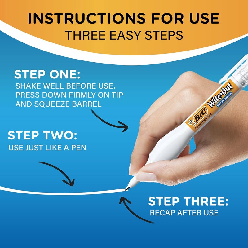 Bic Wite.Out, Shake 'n Squeeze Pens, 2 pack, 0.3 oz each - Image 5