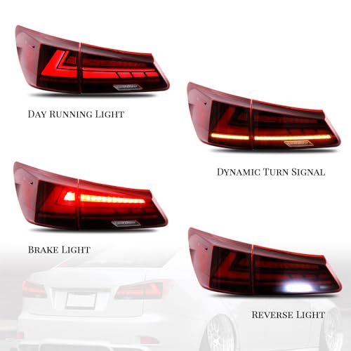 HCMOTIONZ HCmotion Tail lights Assembly for 2006-2013 Lexus Sedan XE20/IS250/IS350/ISF, Tail Lamp With Start UP Animation LED DRL light & Sequential Turn Signal,Plug-and-play, LED Tail Lights Replacement - Image 5