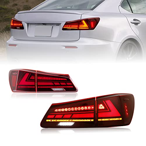 HCMOTIONZ HCmotion Tail lights Assembly for 2006-2013 Lexus Sedan XE20/IS250/IS350/ISF, Tail Lamp With Start UP Animation LED DRL light & Sequential Turn Signal,Plug-and-play, LED Tail Lights Replacement - Image 1