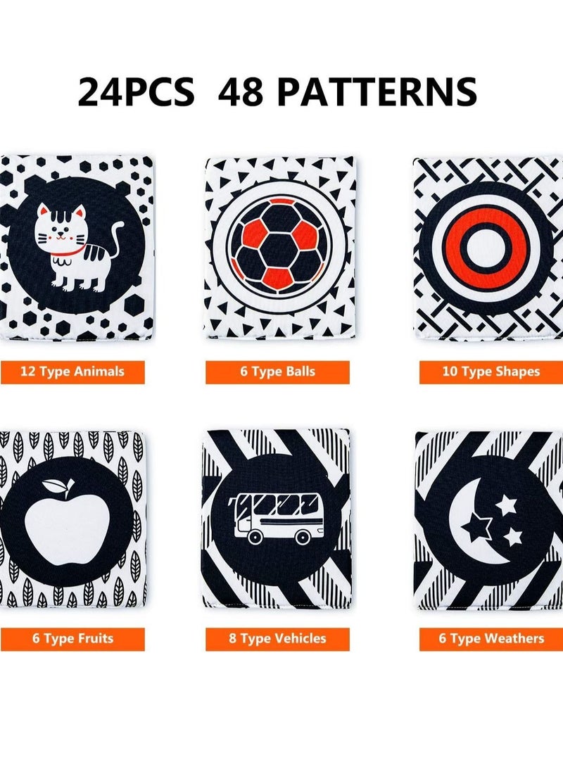 واي آند دي Black and White Soft Cloth Flash Cards for Babies, Nontoxic Fabric High Contrast Toys Visual Recognition with Storage Bag Early Educational Toy Washable Newborns Gift Baby 0+ Month(24 Pack) - Image 5