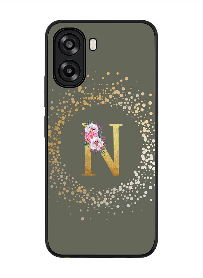 Stylizedd For Oppo A6t 5G / A6t 4G Case,Slim fit Camera Protection, Shockproof Thin Phone cover  - Custom Monogram Floral - N  (Olive Green ) - Image 1