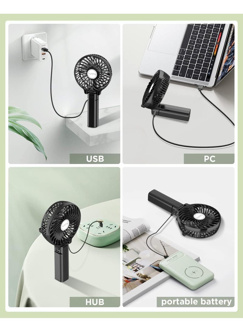 مروحة يدوية قابلة لإعادة الشحن عبر USB من Funme، تعمل لمدة 3 إلى 10 ساعات في وضع صامت، مزودة بثلاث سرعات، مروحة قابلة للطي للسفر والمكتب والتخييم والشاطئ - Image 2