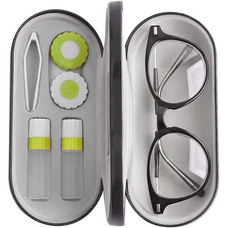 alladaga 2 in 1 Double Use Portable Glasses Case Set Compatible with Contact Lens and Eyeglasses Case - Image 2