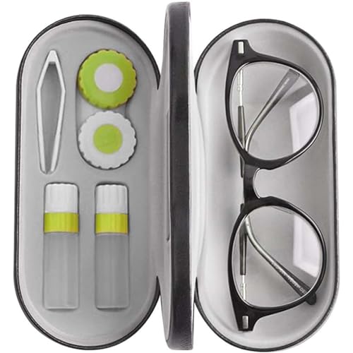 alladaga 2 in 1 Double Use Portable Glasses Case Set Compatible with Contact Lens and Eyeglasses Case - Image 1