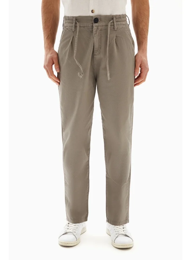 Wecre8 Taupe Drawstrings Slim Trousers