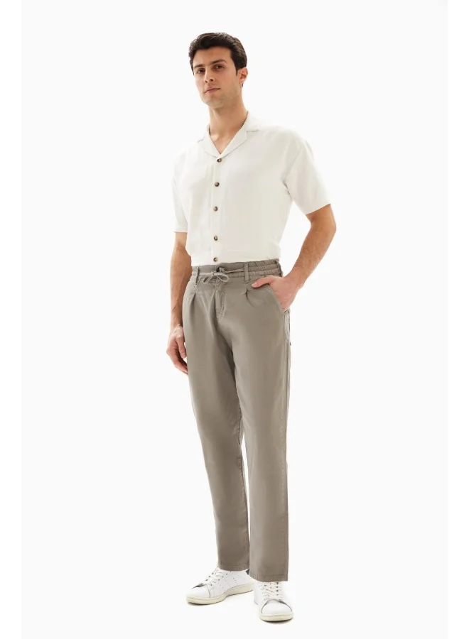 Wecre8 Taupe Drawstrings Slim Trousers