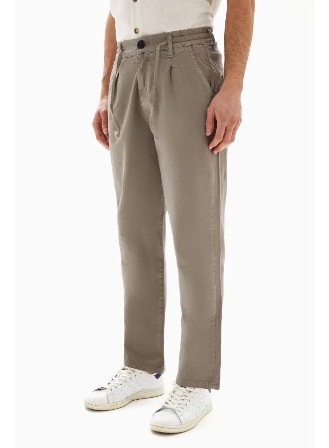 Wecre8 Taupe Drawstrings Slim Trousers