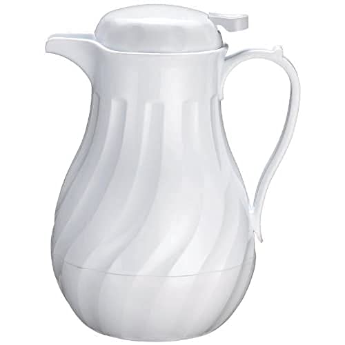 Winco Push Button Insulated Beverage Server with Swirl Design, 42-Ounce, White - Image 5
