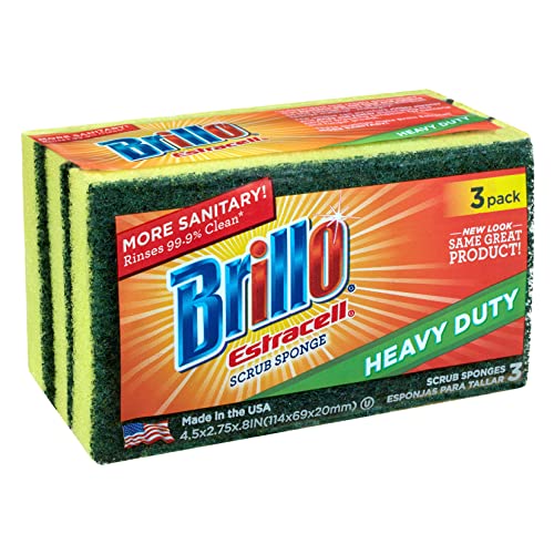 Brillo Heavy Duty Estracell Sponges Premium Long Lasting 3 Count Pack of 1