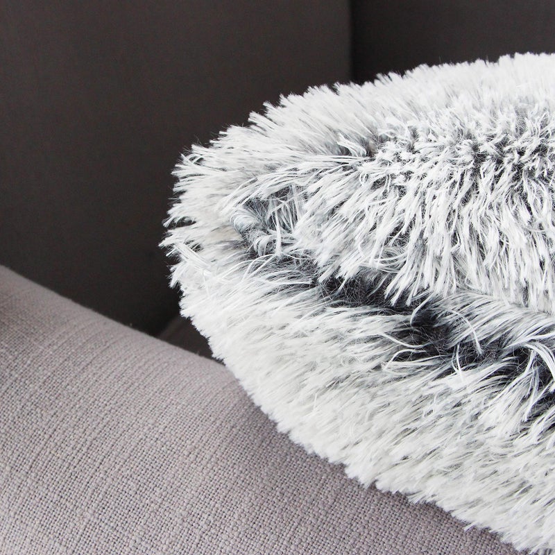 Uhomy 2 Packs Fluffy Accent Pillows Cover 20"x12", Soft Gray Ombre Faux Fur Throw Pillow Case, Modern Luxury Decorative Square Cushion Cover for Farmhouse Home Decor for Sofa/Bed/Chair, 50x30cm - Image 4
