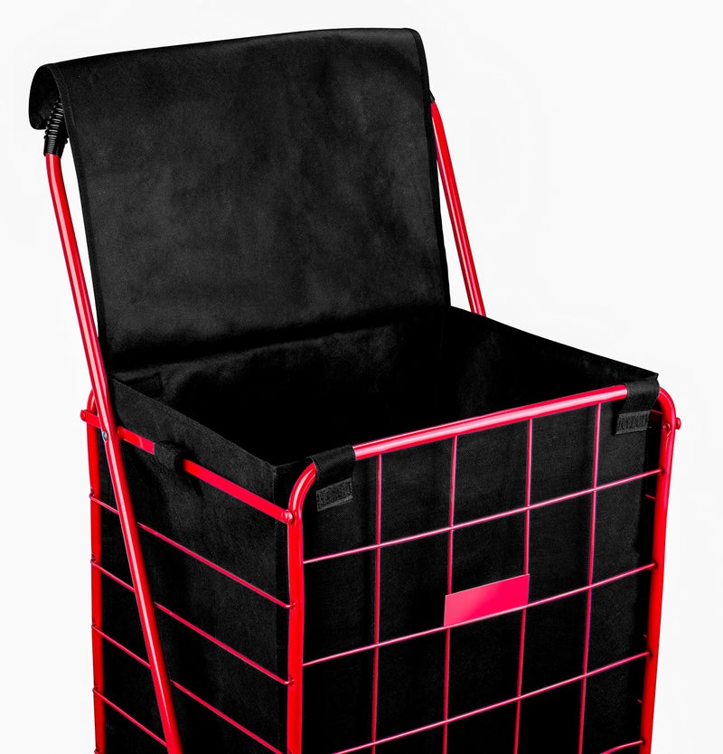Handy Laundry بطانة عربة التسوق القابلة للحمل، 18" × 15" × 24"، قاع مربع، تناسب عربة التسوق القياسية، غطاء وأحزمة قابلة للتعديل للتثبيت السهل والآمن، مصنوعة من مادة مقاومة للماء، سوداء - Image 2