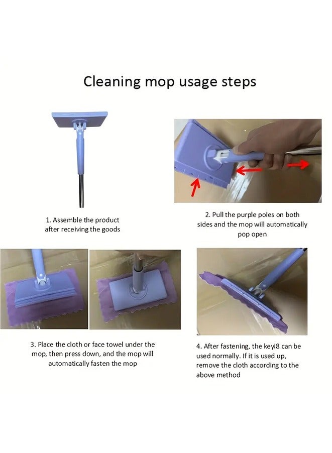 360° Rotating Mop,Hands-Free Mini Mop Compatible with Face Towels - Multi Functional Mini Fully Automatic Face Towel Mop - Image 5