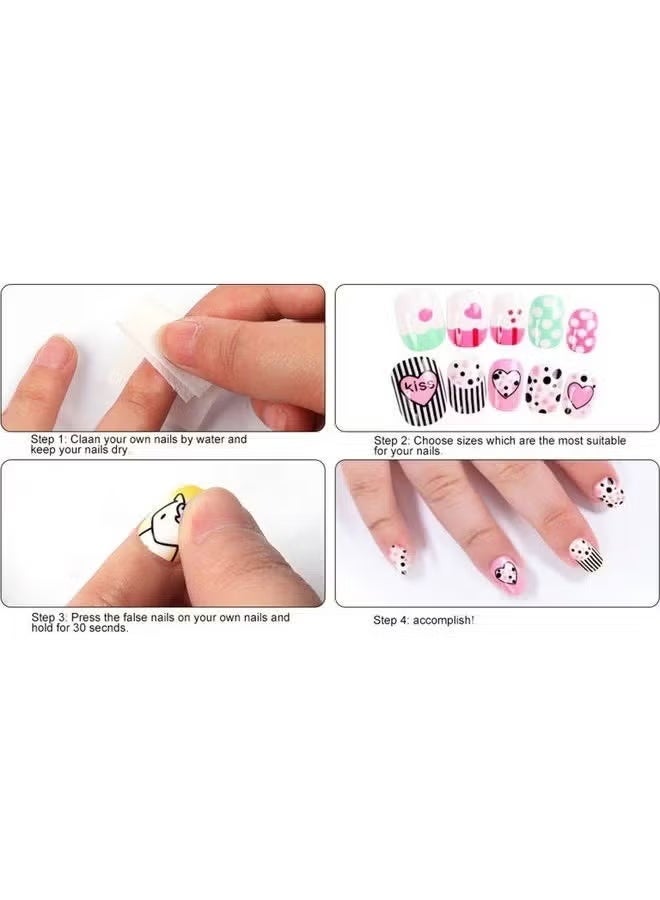 JUE-FISH Nail Stickers —False Nails Multicolour,120Pcs 5 Days Cute Design Nail Tips for Children Press On False Nails Set Manicure DIY - Image 2