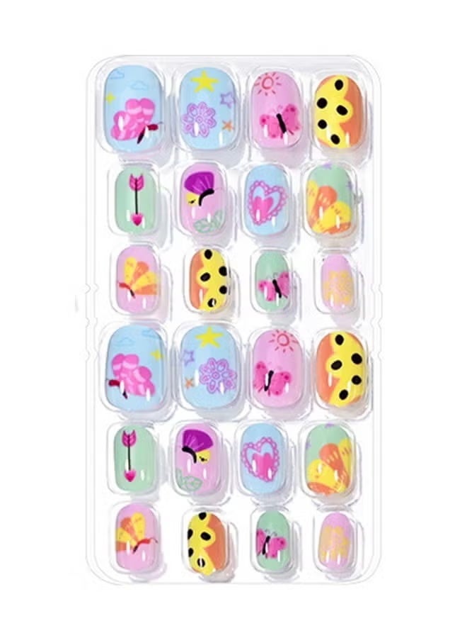 JUE-FISH Nail Stickers —False Nails Multicolour,120Pcs 5 Days Cute Design Nail Tips for Children Press On False Nails Set Manicure DIY - Image 4