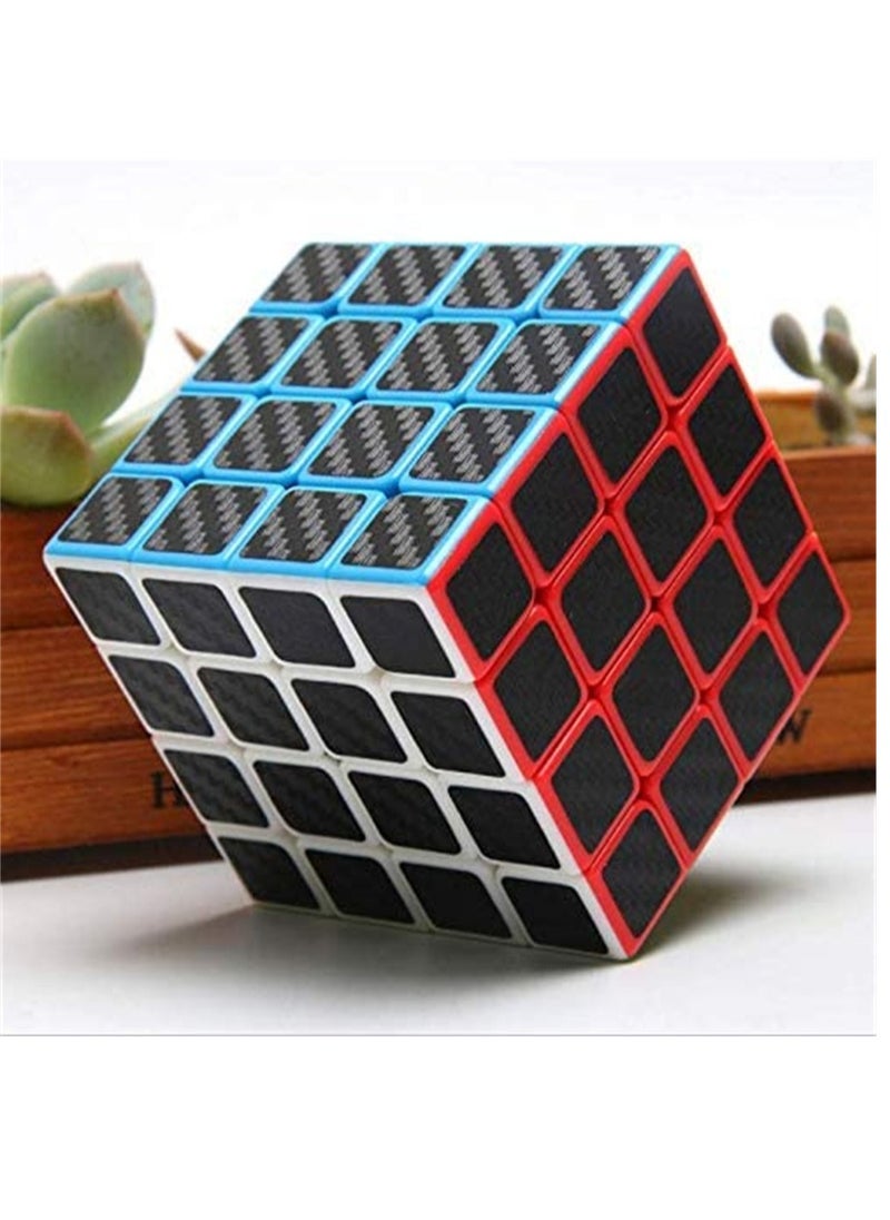 Rubiks Cube 4x4x4 Speed Cube Smooth Magic Carbon Fiber Sticker Speed Cubes Enhanced Version Black