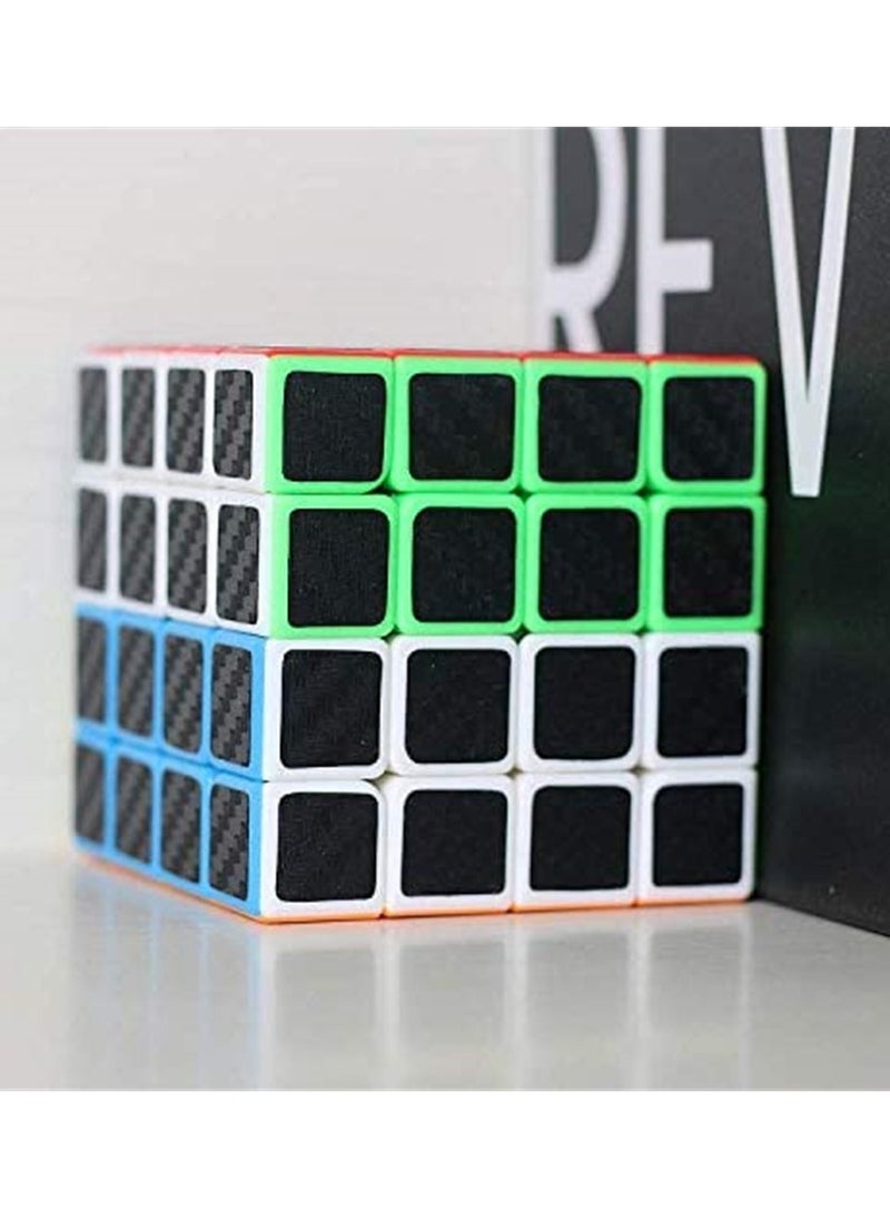 Rubiks Cube 4x4x4 Speed Cube Smooth Magic Carbon Fiber Sticker Speed Cubes Enhanced Version Black