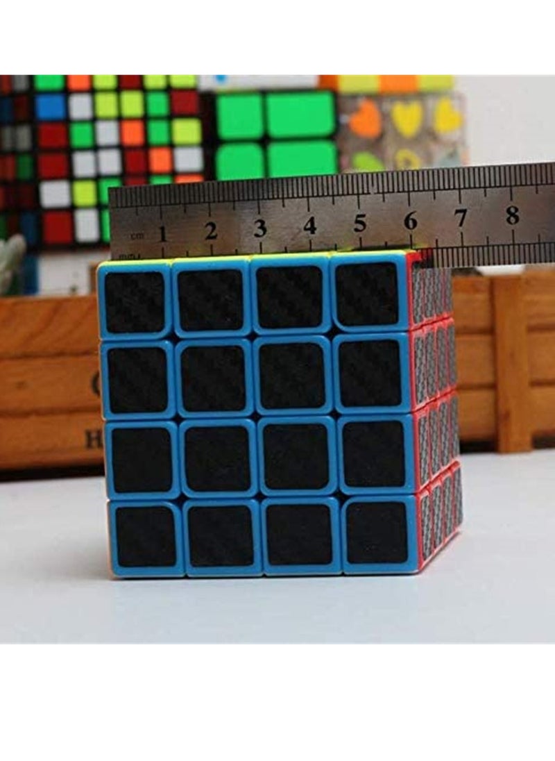 Rubiks Cube 4x4x4 Speed Cube Smooth Magic Carbon Fiber Sticker Speed Cubes Enhanced Version Black
