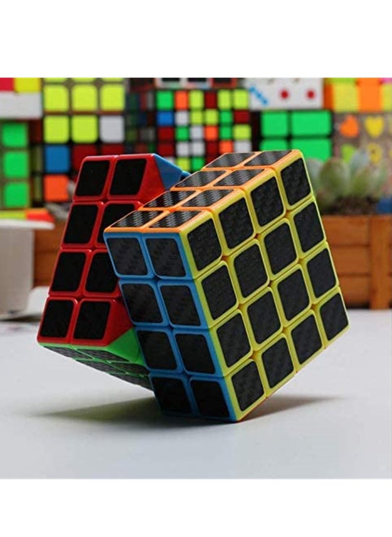 Rubiks Cube 4x4x4 Speed Cube Smooth Magic Carbon Fiber Sticker Speed Cubes Enhanced Version Black