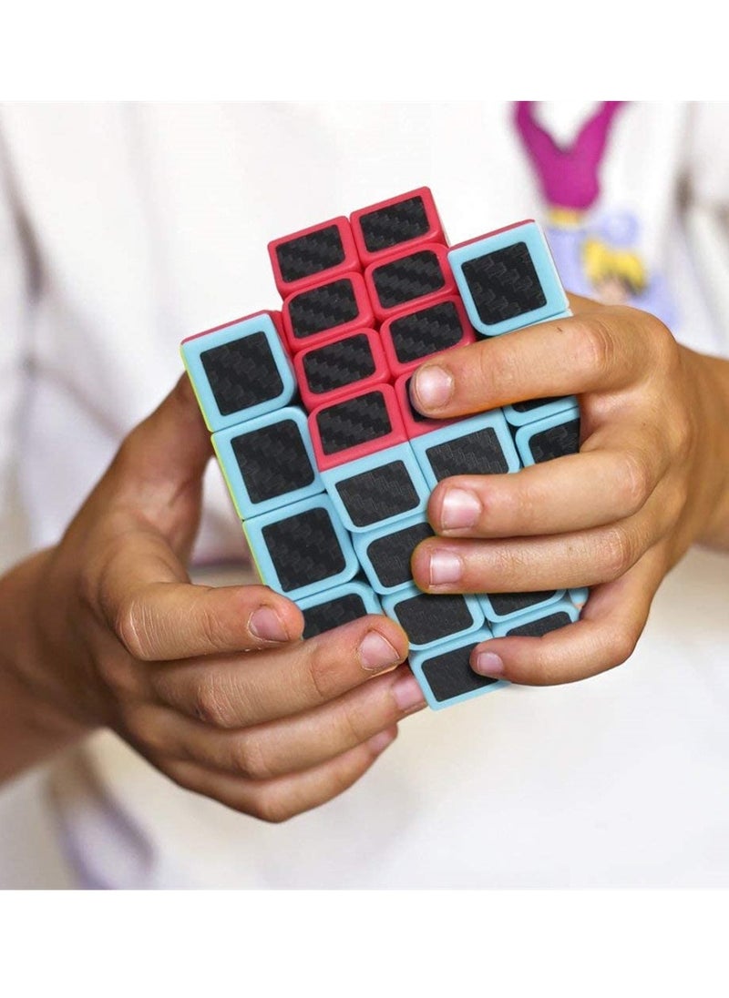 Rubiks Cube 4x4x4 Speed Cube Smooth Magic Carbon Fiber Sticker Speed Cubes Enhanced Version Black
