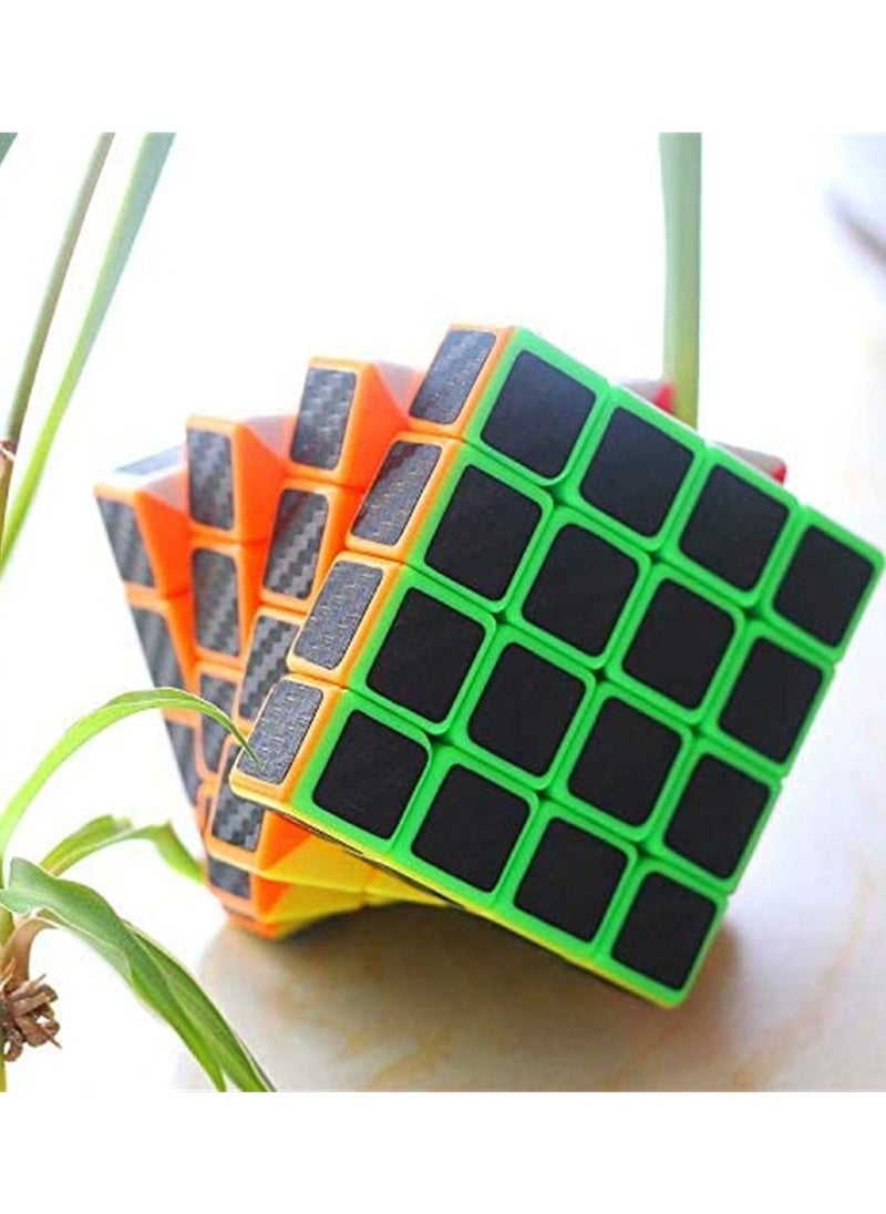 Rubiks Cube 4x4x4 Speed Cube Smooth Magic Carbon Fiber Sticker Speed Cubes Enhanced Version Black