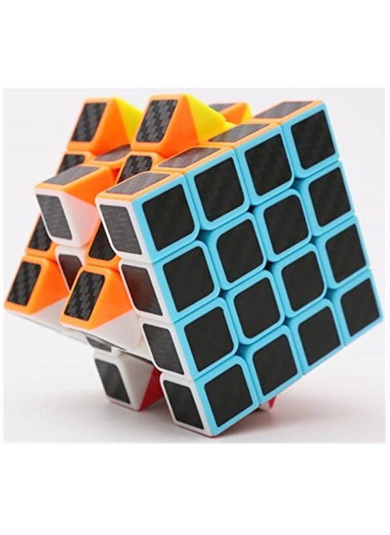 Rubiks Cube 4x4x4 Speed Cube Smooth Magic Carbon Fiber Sticker Speed Cubes Enhanced Version Black