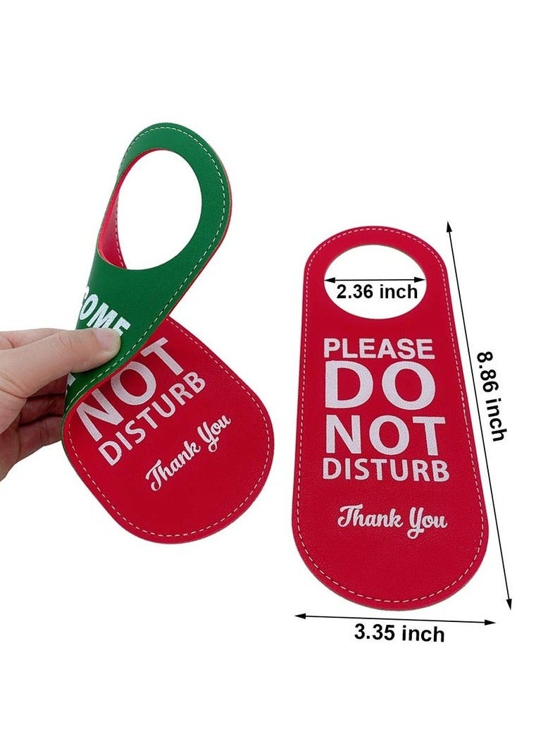 1 Pack Double Sided Do Not Disturb Door Tag, Business Design Pu Leather | Very Suitable For Homes, Offices, Restaurants (Red With Green) - Image 3