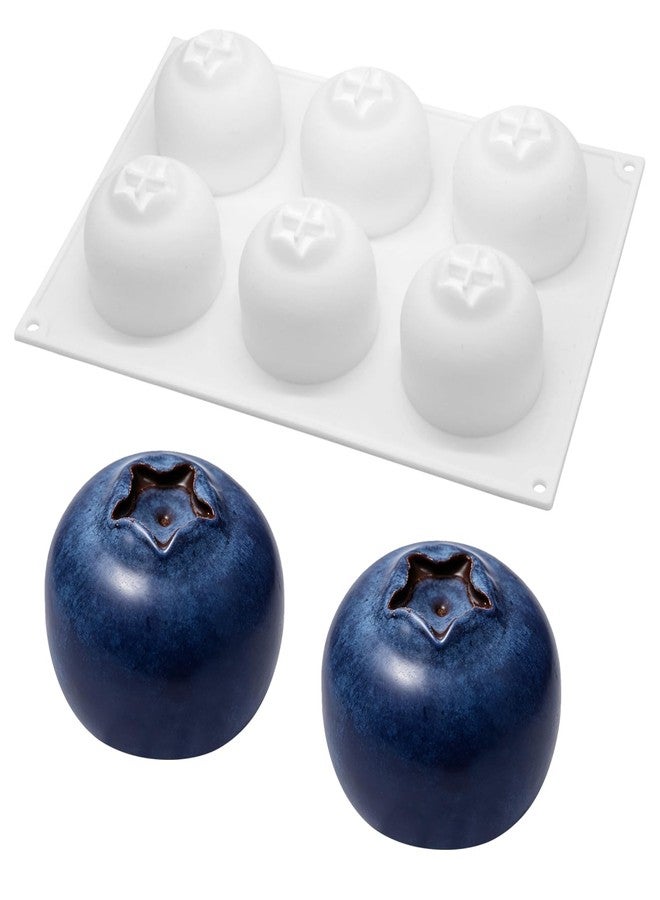 CYUXING 6-Cavity Blueberry Fruit Silicone Baking Molds, 3D Fruit Shaped Non-Stick, Silicone Mold for Mousse Cake Chocolate Pudding Jelly Ice Cream DIY Pastry Dessert, Food-Grade, Reusable - Image 1